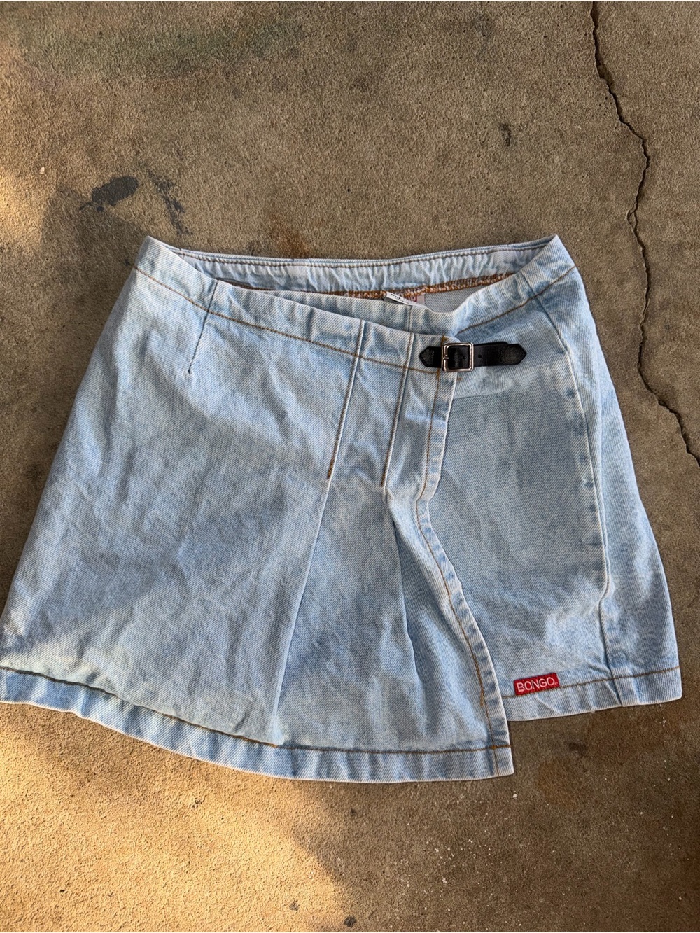 Vintage BONGO Light Wash Denim Skirt with Buckle